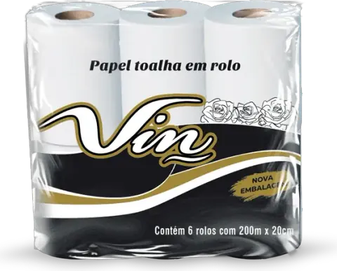 Papel Toalha em Rolo Vin 100% Celulose